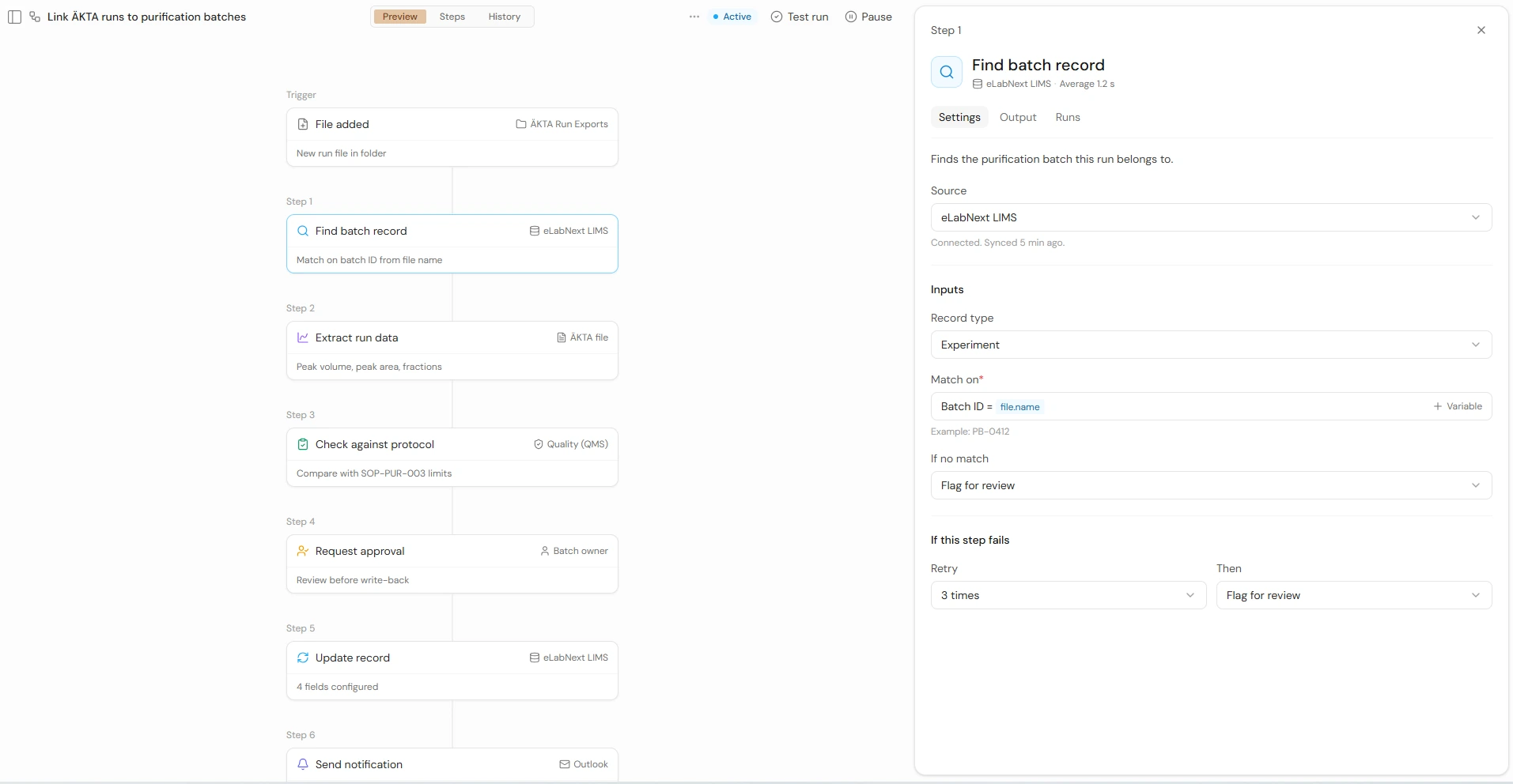 Armature automation editor showing a step-by-step workflow and step settings